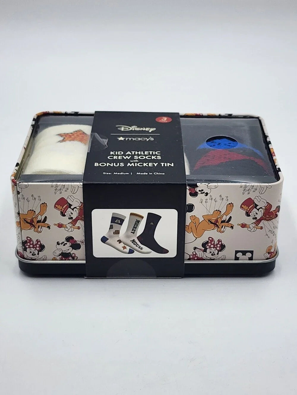DISNEY MICKEY MOUSE & FRIENDS VARSITY SOCKS 3-PACK GIFT SET KIDS SIZE MEDIUM NEW